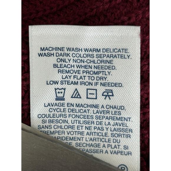 Lands End Drifter Sweater Size XL Striped Colorblock Cardigan Chunky Cable Knit - Picture 7 of 11